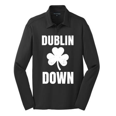 Dublin Down St Patricks Day Clover Silk Touch Performance Long Sleeve Polo