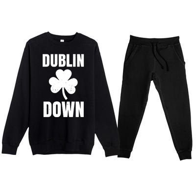 Dublin Down St Patricks Day Clover Premium Crewneck Sweatsuit Set