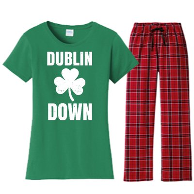 Dublin Down St Patricks Day Clover Women's Flannel Pajama Set