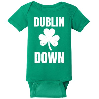 Dublin Down St Patricks Day Clover Baby Bodysuit