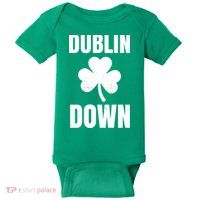 Dublin Down St Patricks Day Clover Baby Bodysuit