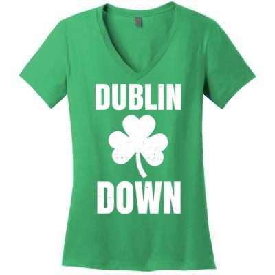 Dublin Down St Patricks Day Clover Women's V-Neck T-Shirt