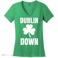 Dublin Down St Patricks Day Clover Women's V-Neck T-Shirt