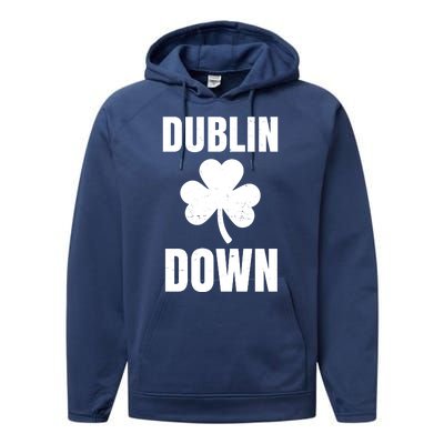 Dublin Down St Patricks Day Clover Performance Fleece Hoodie