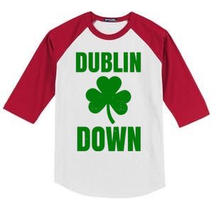 Dublin Down St Patricks Day Clover Kids Colorblock Raglan Jersey