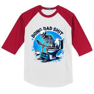 Doing Dad Shit Dad Joke Skeleton Dad Funny Dad Fathers Day Kids Colorblock Raglan Jersey