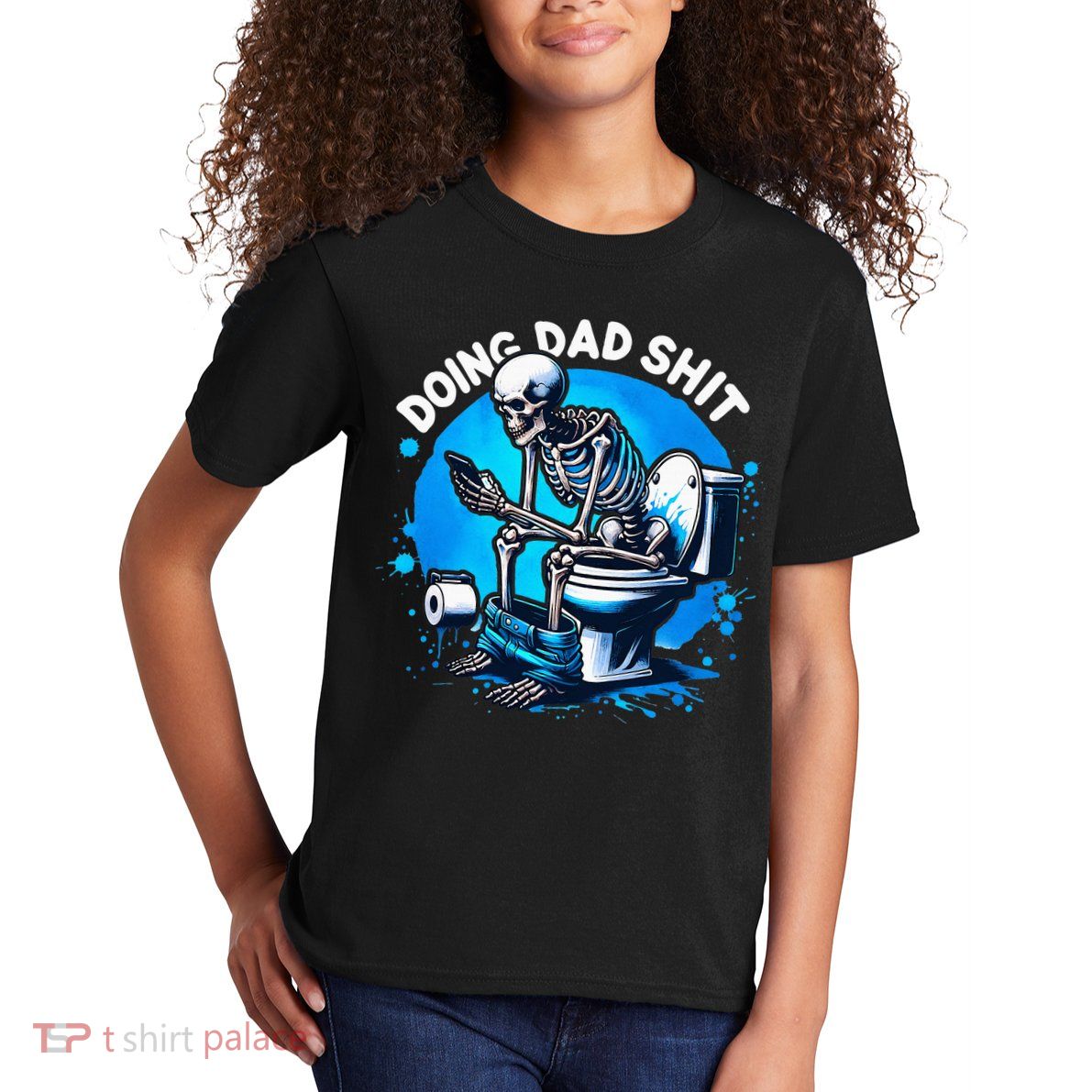 Doing Dad Shit Dad Joke Skeleton Dad Funny Dad Fathers Day Kids T-Shirt