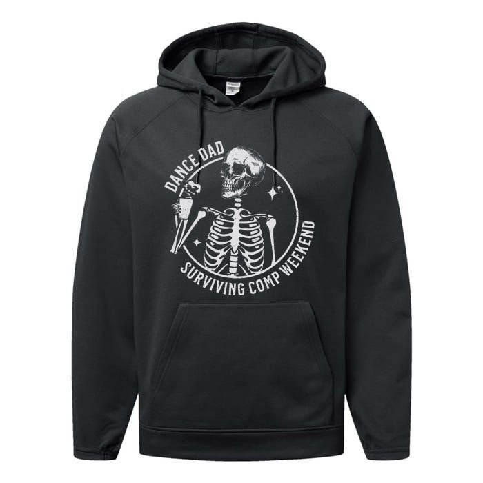 Dance Dad Surviving Comp Weekend Skeleton Coffee Performance Fleece Hoodie