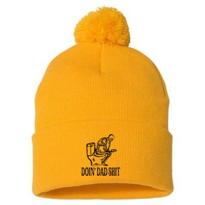 Doing Dad Shit Funny Skeleton Dad Joke Pom Pom 12in Knit Beanie