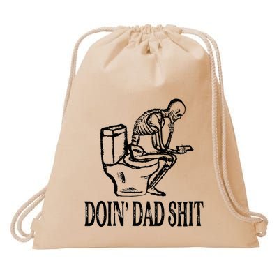Doing Dad Shit Funny Skeleton Dad Joke Drawstring Bag
