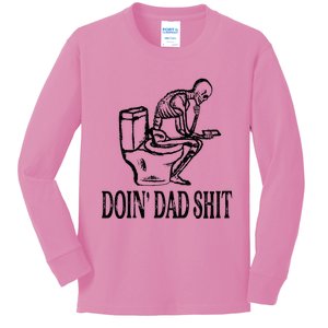 Doing Dad Shit Funny Skeleton Dad Joke Kids Long Sleeve Shirt