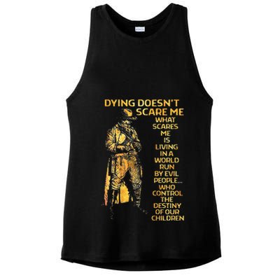 Dying Doesnt Scare Me What Scares Me Ladies PosiCharge Tri-Blend Wicking Tank