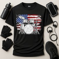 Drummer Drum Set Drums USA Flag American 4th Of July Gift Cooling Performance Crew T-Shirt