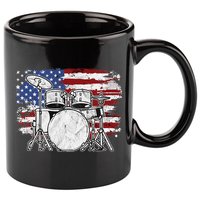 Drummer Drum Set Drums USA Flag American 4th Of July Gift 11oz C Handle Ceramic Mug