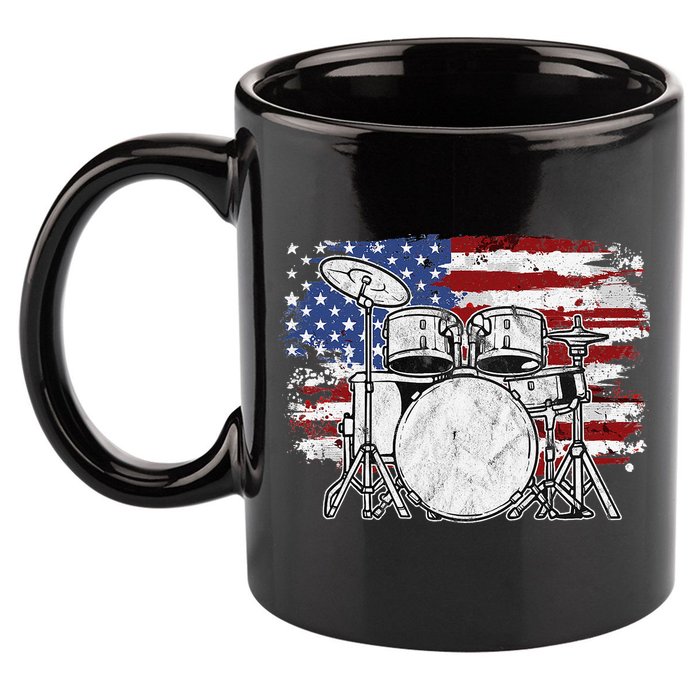 Drummer Drum Set Drums USA Flag American 4th Of July Gift 11oz C Handle Ceramic Mug