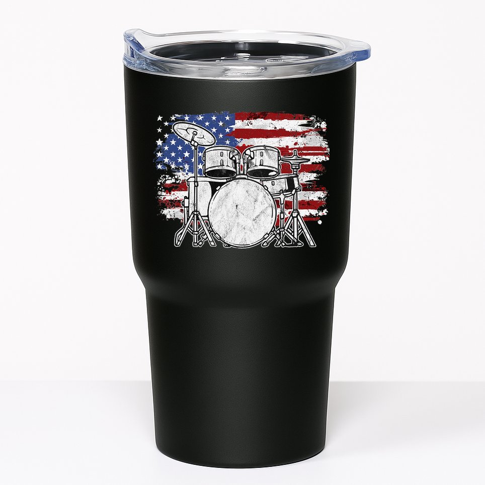 Drummer Drum Set Drums USA Flag American 4th Of July Gift Tumbler