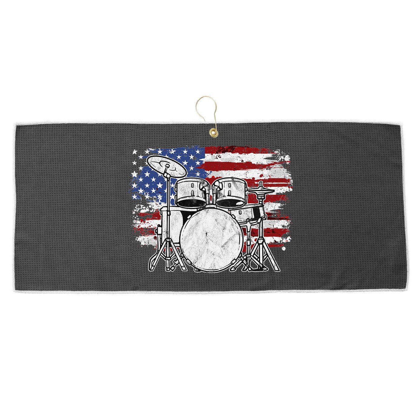 Drummer Drum Set Drums USA Flag American 4th Of July Gift Large Microfiber Waffle Golf Towel