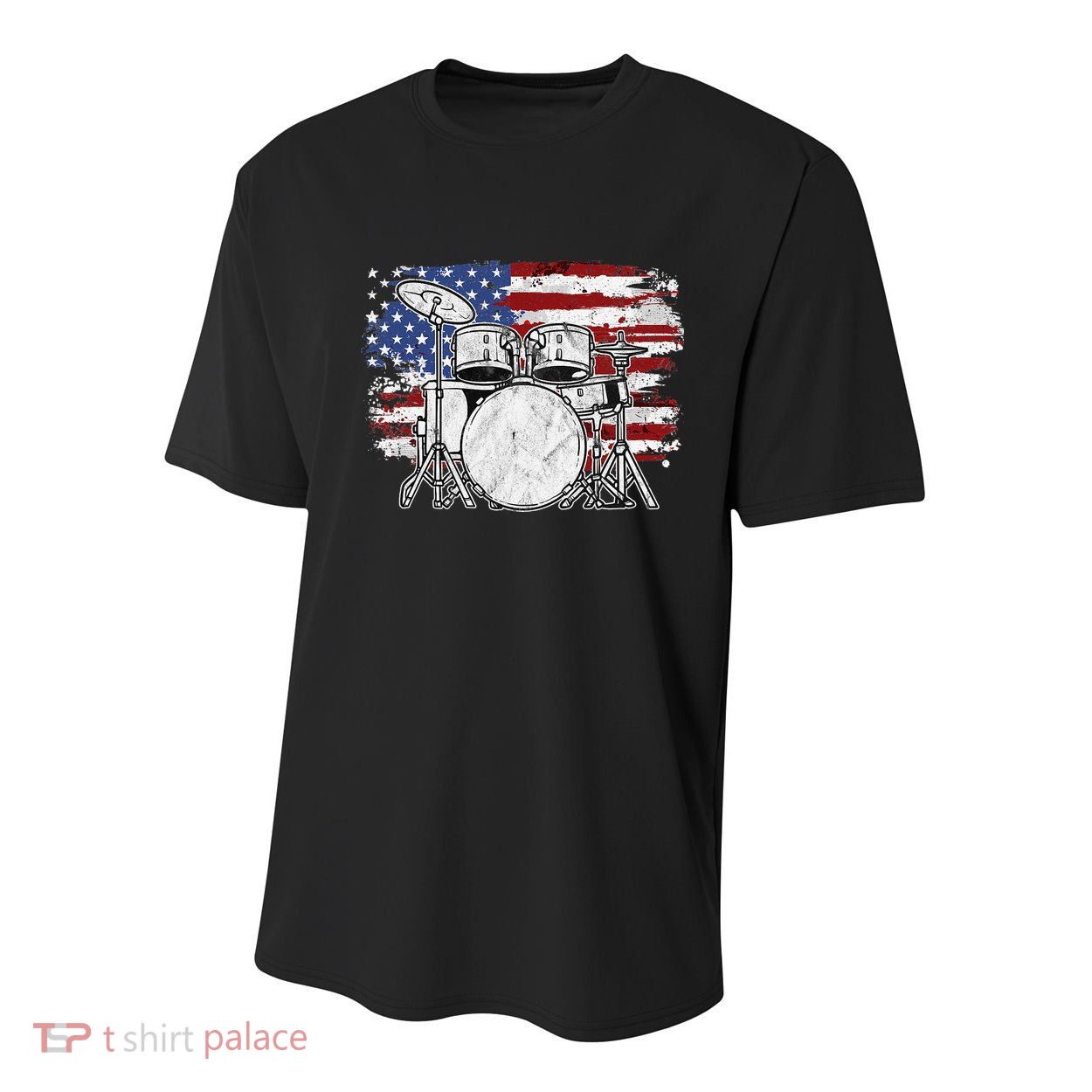 Drummer Drum Set Drums USA Flag American 4th Of July Gift Youth Performance Sprint T-Shirt