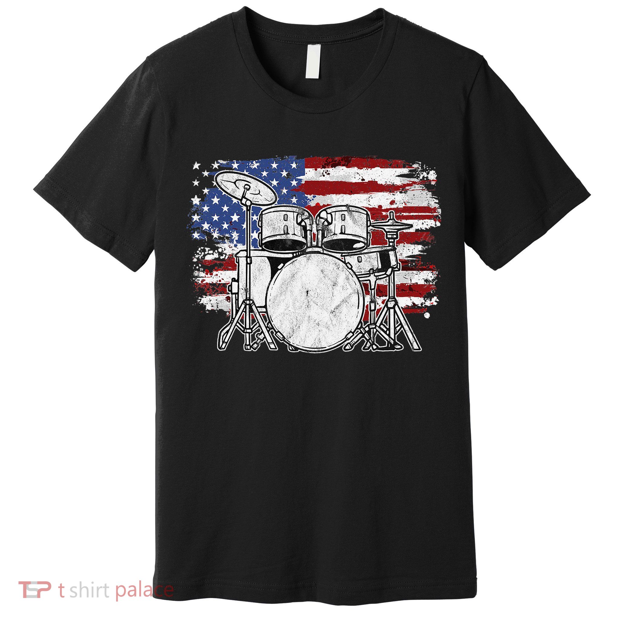 Drummer Drum Set Drums USA Flag American 4th Of July Gift Premium T-Shirt