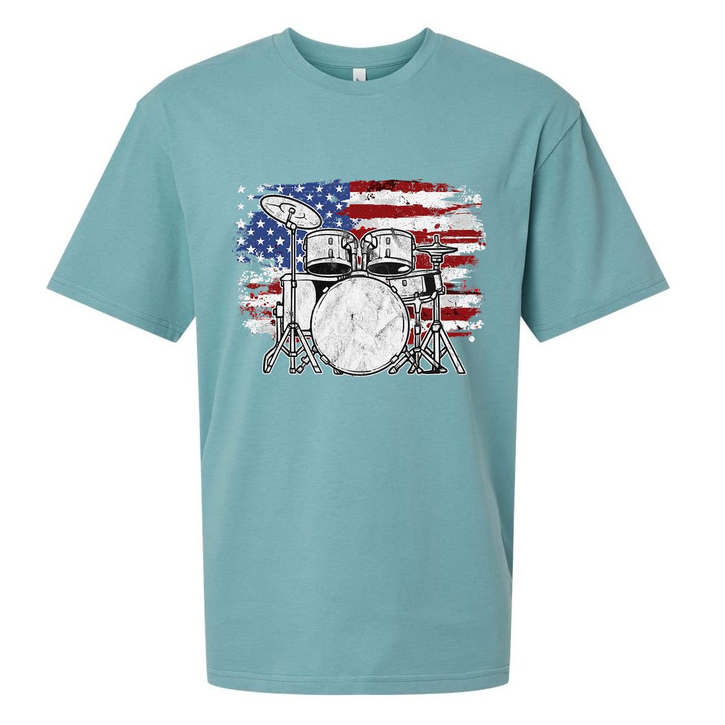 Drummer Drum Set Drums USA Flag American 4th Of July Gift Sueded Cloud Jersey T-Shirt