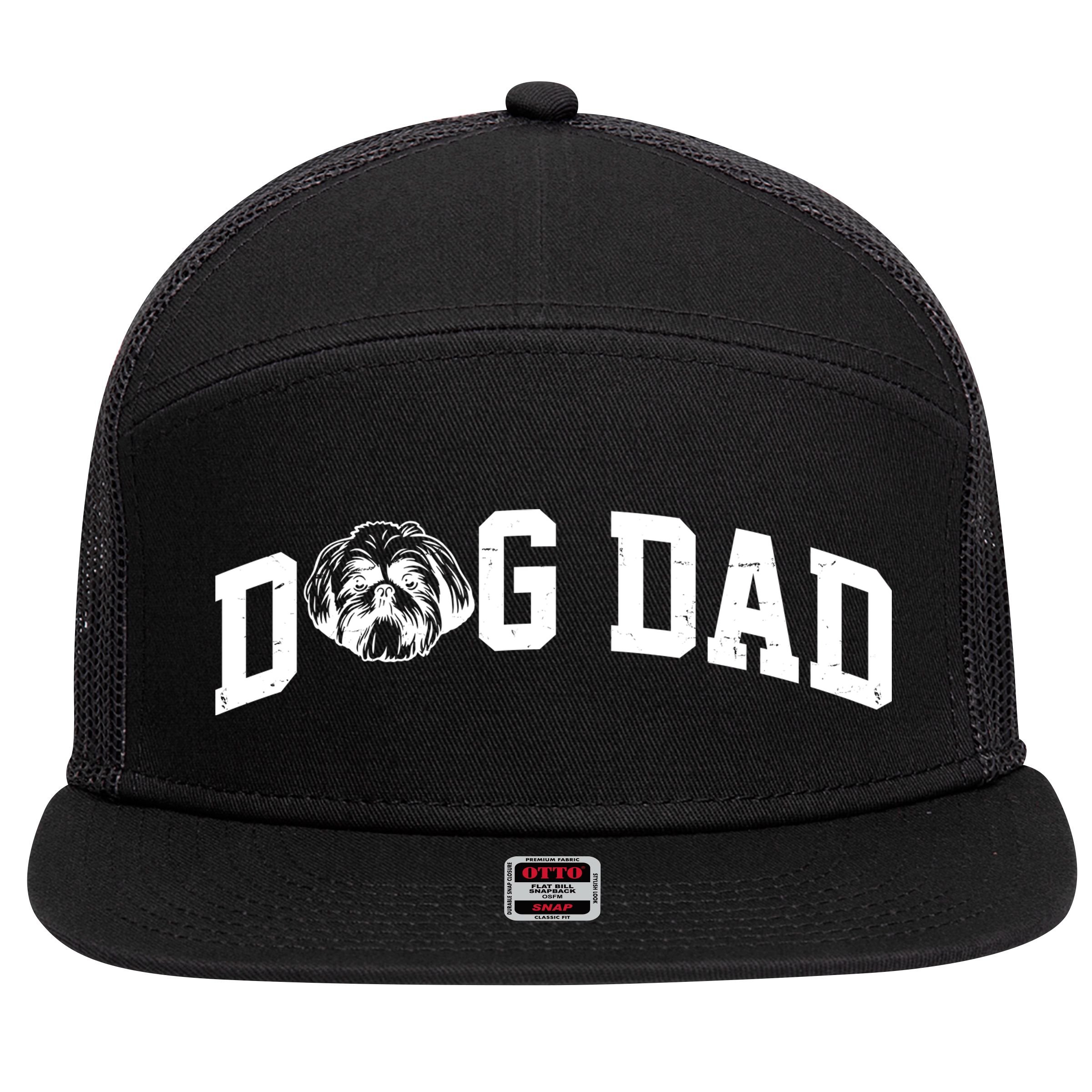 Dog Dad Shih Tzu 7 Panel Mesh Trucker Snapback Hat