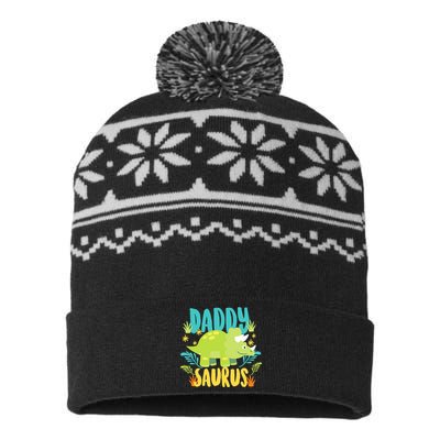 Daddy Dad Saurus Rex Dinosaur Dino for Father USA-Made Snowflake Beanie