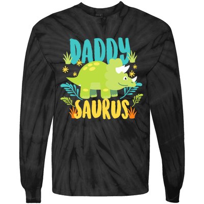 Daddy Dad Saurus Rex Dinosaur Dino for Father Tie-Dye Long Sleeve Shirt