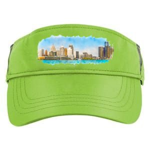 Downtown Detroit Skyline Watercolor Sketch Adult Drive Performance Visor