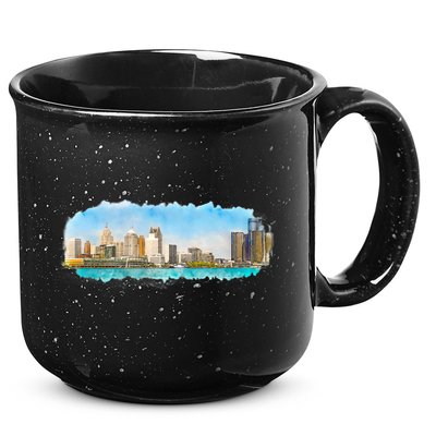 Downtown Detroit Skyline Watercolor Sketch 15oz Campfire Ceramic Mug