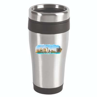 Downtown Detroit Skyline Watercolor Sketch 16oz Travel Tumbler
