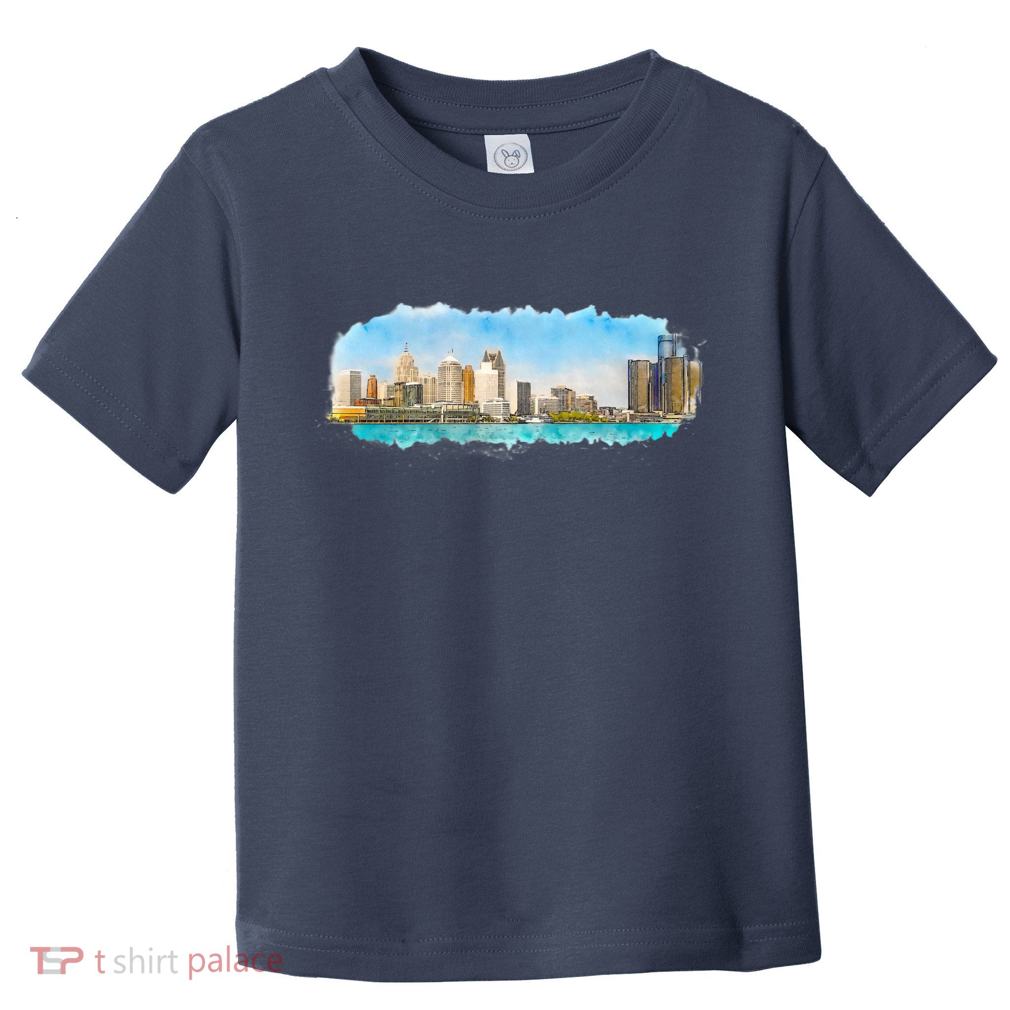Downtown Detroit Skyline Watercolor Sketch Toddler T-Shirt