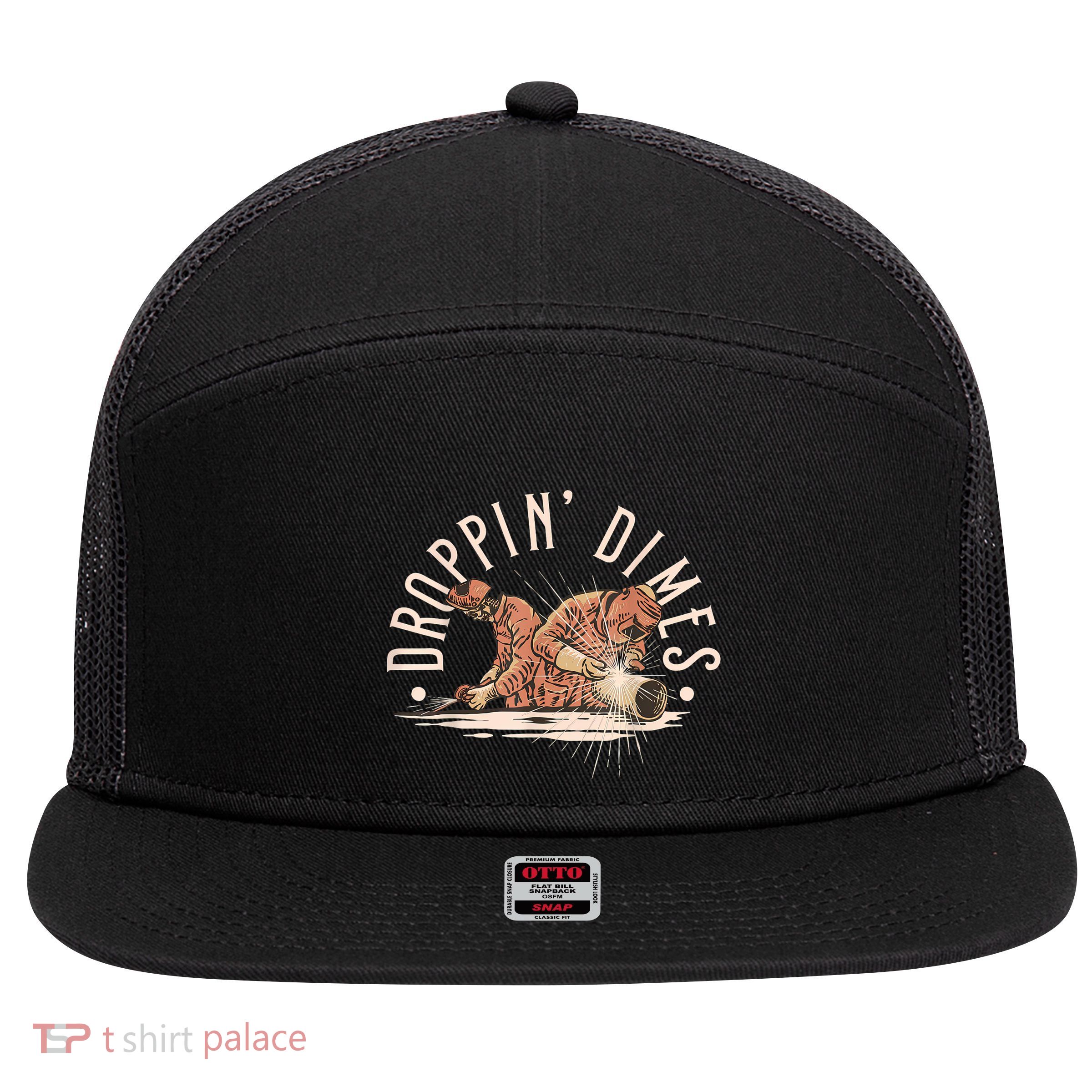 Droppin Dimes Skeleton Welding Humor 7 Panel Mesh Trucker Snapback Hat
