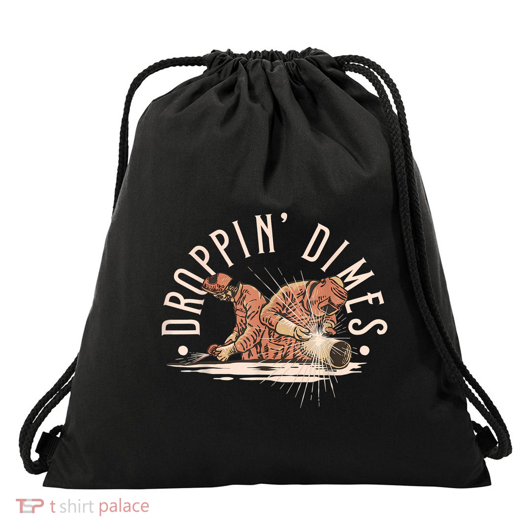 Droppin Dimes Skeleton Welding Humor Drawstring Bag