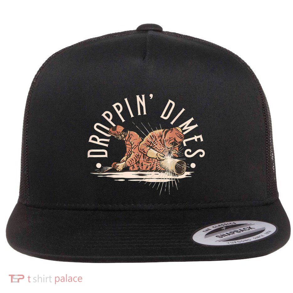 Droppin Dimes Skeleton Welding Humor Flatbill Hat