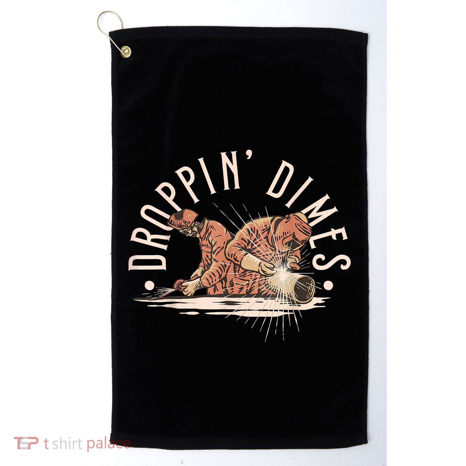 Droppin Dimes Skeleton Welding Humor Golf Towel