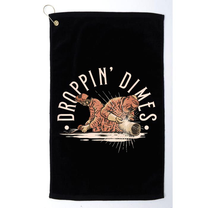 Droppin Dimes Skeleton Welding Humor Golf Towel