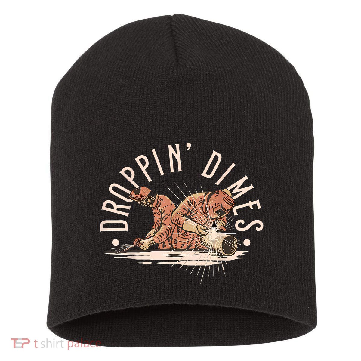 Droppin Dimes Skeleton Welding Humor Short Acrylic Beanie