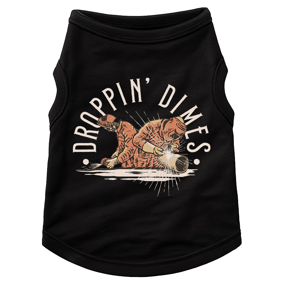 Droppin Dimes Skeleton Welding Humor Doggie Tank