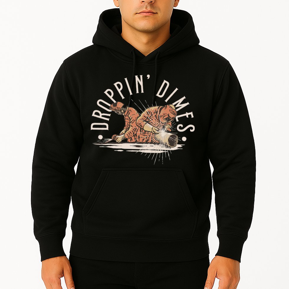 Droppin Dimes Skeleton Welding Humor Hoodie