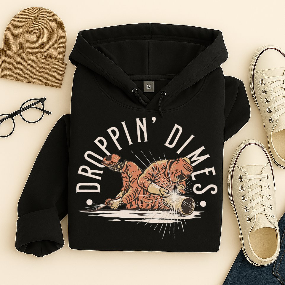 Droppin Dimes Skeleton Welding Humor Hoodie