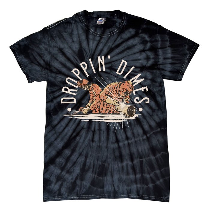 Droppin Dimes Skeleton Welding Humor Tie-Dye T-Shirt