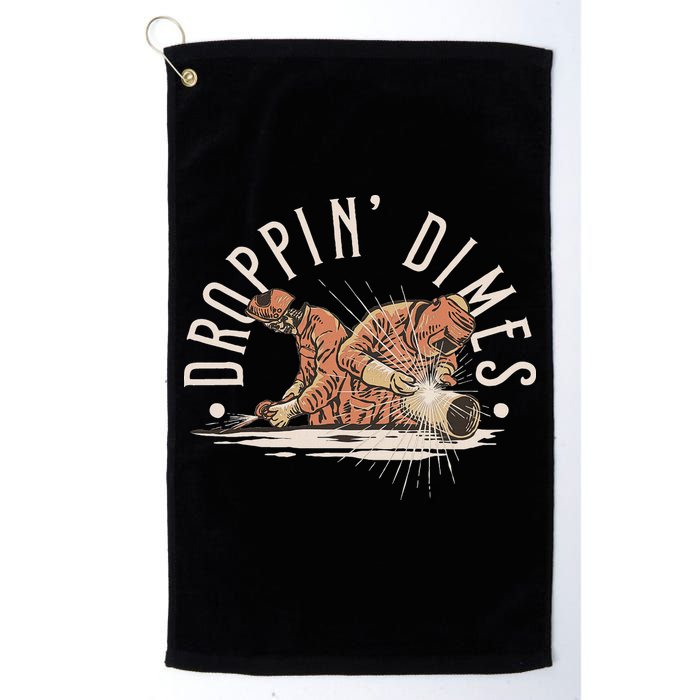 Droppin Dimes Skeleton Welding Humor Golf Towel