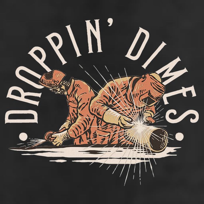 Droppin Dimes Skeleton Welding Humor Golf Towel