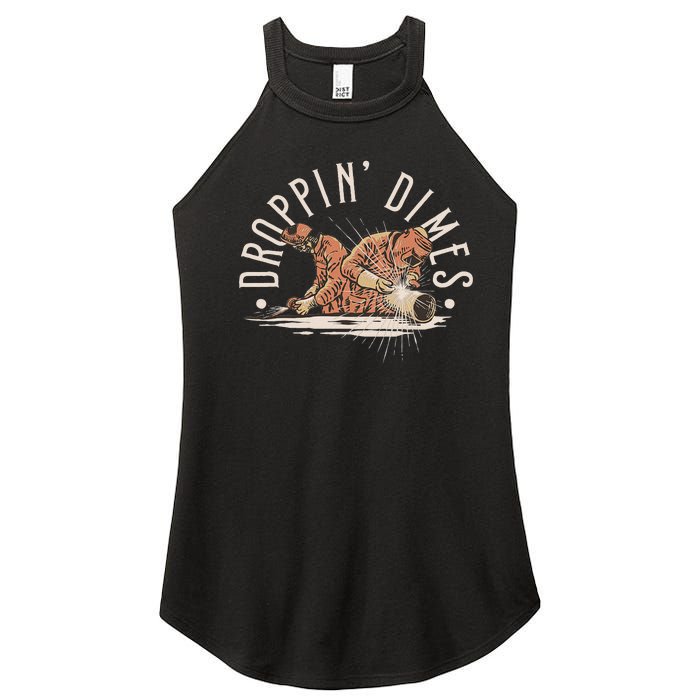 Droppin Dimes Skeleton Welding Humor Women's Perfect Tri Rocker Tank