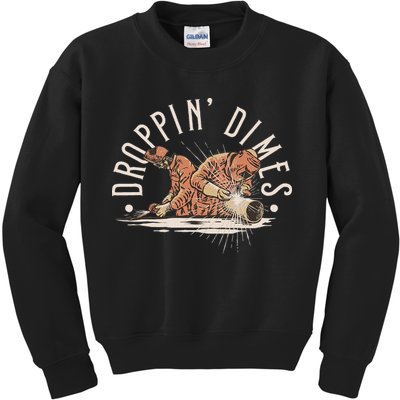 Droppin Dimes Skeleton Welding Humor Kids Sweatshirt