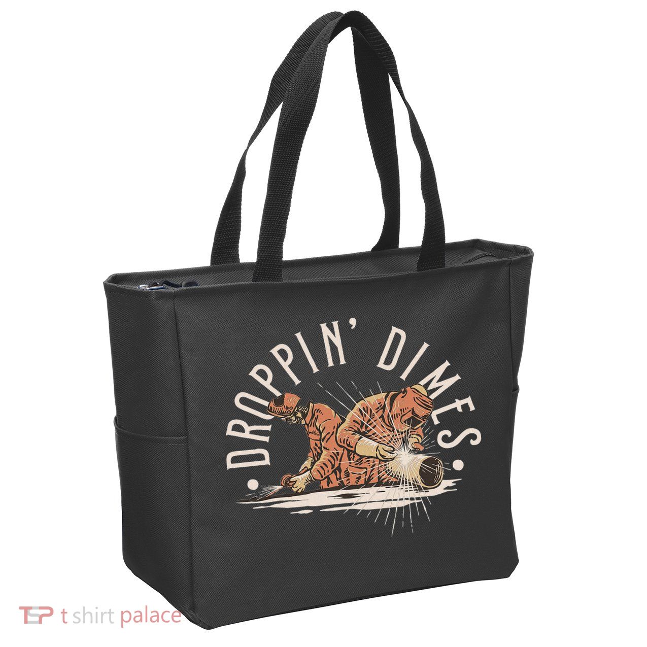 Droppin Dimes Skeleton Welding Humor Zip Tote Bag
