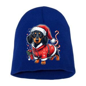 Dachshund Dog Santa Christmas Xmas Gift Short Acrylic Beanie