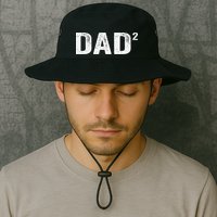 Dad2 Dad Squared Father Of Two Twins Fathers Day Idea Bucket Hat