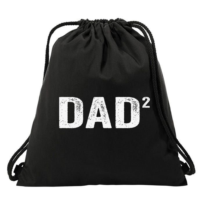 Dad2 Dad Squared Father Of Two Twins Fathers Day Idea Drawstring Bag