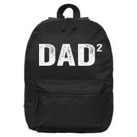 Dad2 Dad Squared Father Of Two Twins Fathers Day Idea 16 in Basic Backpack